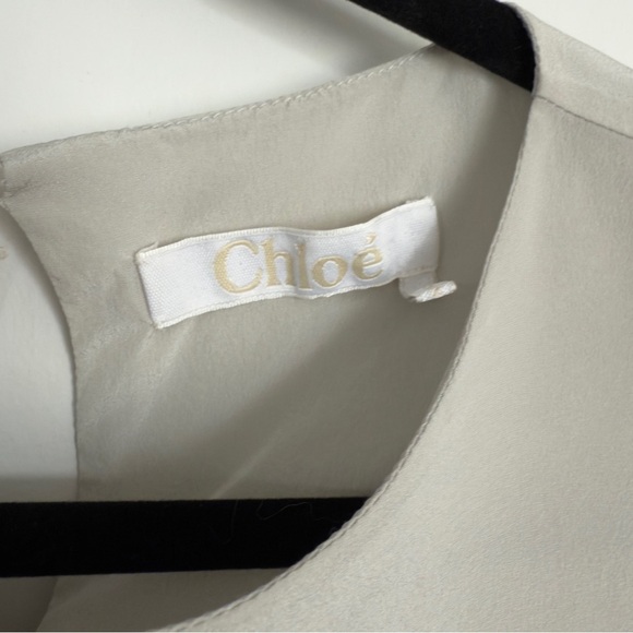 🪽Chloé Silk Blouse with Bell Tie Sleeves - Storm Grey - Size S - Picture 5 of 11